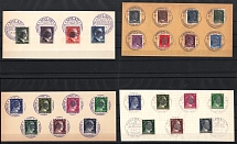 1945 KLINGENTHAL, MYLAU, RADEBEUL Local Issue 25pf - 5RM on pieces, Germany, Overprint on Hitler's head (Commemorative Cancellation)