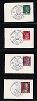 1945 RADIUMBAD BRAMBACH Local Issue 6pf - 60pf on pieces, Germany, Overprint on Hitler's head (Commemorative Cancellation)