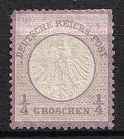 1872 1/4gr German Empire, Small Breast Plate, Germany (Mi. 1, Canceled, CV $160)