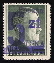 1945 5zl on 1rm Legnica Local Issue on Hitler's Head, Poland (Fischer 13, CV $80)