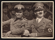 1941 ''Men of the Time' No. 126 The Führer and Duce.', Propaganda Postcard, Third Reich Nazi Germany