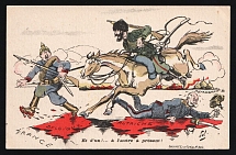 1914-18 'And from one to the other now' WWI European Caricature Propaganda Postcard, Europe