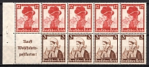 1935 Third Reich, Germany, Se-tenant, Zusammendrucke, Block (Mi. H-Bl. 104 B, CV $120, MNH)