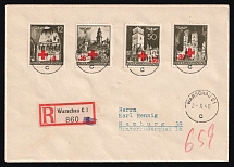 1940 (2 Oct) General Government, Germany, Registered Cover from Warsaw to Hamburg franked with Mi. 52 - 55 (Full Set, CV $130)