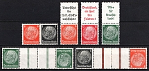 1936-37 Third Reich, Germany, Gutter Tete-Beches, Se-tenants, Zusammendrucke, Pair (Mi. KZ 22.2.1, KZ 24, S 131, W 64, S 143, S 139, CV $40)