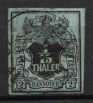 1855 1/15th Hannover, German States, Germany (Mi. 4, Canceled, CV $130)