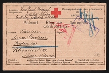 1914-17 Irkutsk Censorship, WWI Censored POW postcard from Irkutsk to Austria with violet boxed censor handstamp 'Viewed by censor 17' and Austria cs