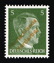 1945 MEISSEN Local Issue 5pf, Germany, Overprint on Hitler's head (Mi. 27, Yellow Overprint, Signed, CV $1,690, MNH)