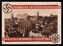 1934 'Memory of the Reich Party Congress 1934 Nuremberg', Propaganda Postcard, Third Reich Nazi Germany