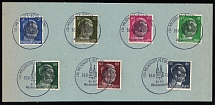 1945 WILLSDRUFF Local Issue 25pf - 85pf on piece, Germany, Overprint on Hitler's head (Commemorative Cancellation)