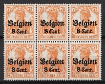 1916-18 8c Belgium, German Occupation, Germany, Block (Mi. 13, CV $20, MNH)