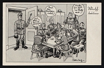 1936-1944 'Cheers, Mr. Sergeant Major' Military Caricature Propaganda Postcard, Third Reich Nazi Germany, 1st printing