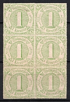 1866 Thurn and Taxis, German States, Germany, Block of Six (Mi. 51, CV $60)