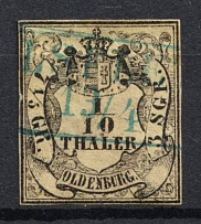 1852 1/10th Oldenburg, German States, Germany (Mi. 4, Used, CV $160)