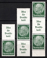 1936-37 Third Reich, Germany, Se-tenants, Zusammendrucke (Mi. S 139 - S 140, S 142, CV $40)