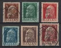 1912 Bavaria, German States, Germany, Official Stamps (Mi. 6 - 11, Full Set, Used, CV $40)