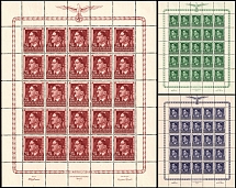 1944 General Government, Germany, Full Sheets (Mi. 117 - 119, Full Set, CV $70)