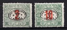 1919 Debrecen, Hungary, Romanian Occupation, Provisional Issue, Official Stamps (Mi. 3, 6)