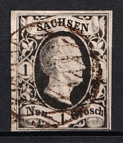 1851-55 1ngr Saxony, German States, Germany (Mi. 4 I, Used, CV $100)