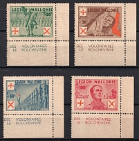 1942 Belgian Walloon Legion, Germany (Mi. I - IV, Corner Margins, Sheet Inscriptions, Full Set, CV $180)