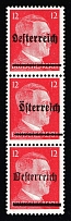 1945 SCHEIBBS Local Issue 12pf, Austria, Overprint on Hitler's head, Se-tenant (Type I,II, III, Certificate, Signed, CV $80, MNH)