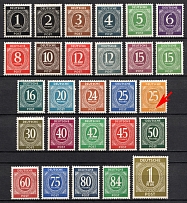 1946 Allied Zone of Occupation, Germany (Mi. 911 - 937, 25pf Yellow White Fleck Above 'T' in 'POST', Full Set)