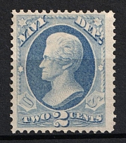 1873 2c Jackson, Official Mail Stamps 'Navy', United States, USA (Scott O36, Ultramarine, CV $75)