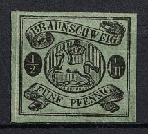 1863 1/2gr Braunschweig, German States, Germany (Mi. 10 A, CV $30)