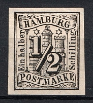 1859 1/2s Hamburg, German States, Germany (Mi. 1, CV $90)