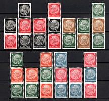 1937-39 Third Reich, Germany, Se-tenants, Zusammendrucke (Mi. S 147 - S 151, S 153 - S 154, S 160 - S 162, S 164 - S 166, CV $50)