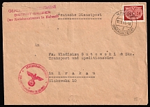 1943 (11 May) General Government, Germany, Censored Cover from Kalisz to Krakow franked with 24gr official stamp