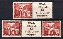 1936 Third Reich, Germany, Se-tenants, Zusammendrucke, Pair (Mi. W 113 - W 114, CV $40)