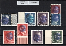 1945 FREDERSDORF Local Issue 25pf - 5RM, Germany, Overprint on Hitler's head (Mi. 13, 18 - 23, Signed, MNH)