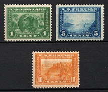 1913 Panama-Pacific Issue, United States, USA (Scott 397, 399, 400, CV $200)