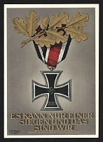 1939 'Only one can win and that is us. Adolf Hitler on November 1939', Propaganda Postcard, Third Reich Nazi Germany