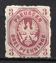 1865 3pf Prussia, German States, Germany (Mi. 19, CV $50)