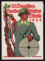 1934 '20th German Federal Shooting Leipzig', Propaganda Postcard, Third Reich Nazi Germany