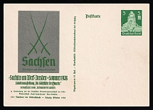 1938 'Saxony at work. Annual exhibition in Dresden', Propaganda Postal stationery, Third Reich Nazi Germany