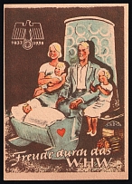 1937-1938 'Joy Through the WHW', Propaganda Large Label Stamp, Third Reich Nazi Germany