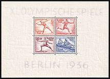 1936 Third Reich, Germany, Souvenir Sheet (Mi. Bl. 6, CV $70)