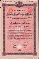 1919 (1 Aug) Frankfurt, Weimar Republic, Germany, 5% Bond for 2000 Marks