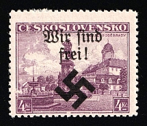 1939 4kc Moravia-Ostrava, Bohemia and Moravia, Germany Local Issue (Mi. 17, CV $50)