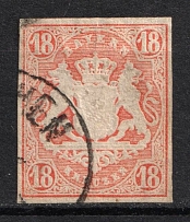 1867 18kr Bavaria, German States, Germany (Mi. 19, Canceled, CV $290)