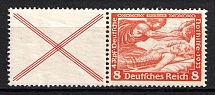 1933 8pf Third Reich, Germany, Wagner, Se-tenant, Zusammendrucke, Pair (Mi. W 51, Signed, CV $60)