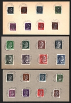 1945 CHEMNITZ, OPPACH Local Issue 1pf - 5RM on pieces, Germany, Overprint on Hitler's head (Canceled)