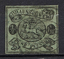 1863 1/2gr Braunschweig, German States, Germany (Mi. 10 A, Signed, Canceled, CV $650)