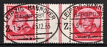 1933 12pf Third Reich, Germany, Se-tenant, Zusammendrucke (Mi. WZ 10, Used, CV $160)