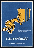 1939 'In Leipzig the Lion is Loose, for the Only Time of the Year', Propaganda Postcard, Third Reich Nazi Germany