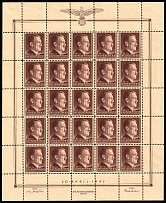 1942 1.20zl General Government, Germany, Full Sheet (Mi. 91, CV $30, MNH)