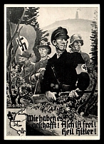 1938 'We have made it. Alpia free', Propaganda Postcard, Third Reich Nazi Germany